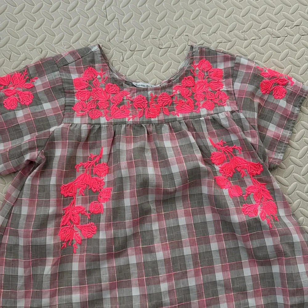 See and Be Seen Neon Pink Embroidered Top - Picture 2 of 4